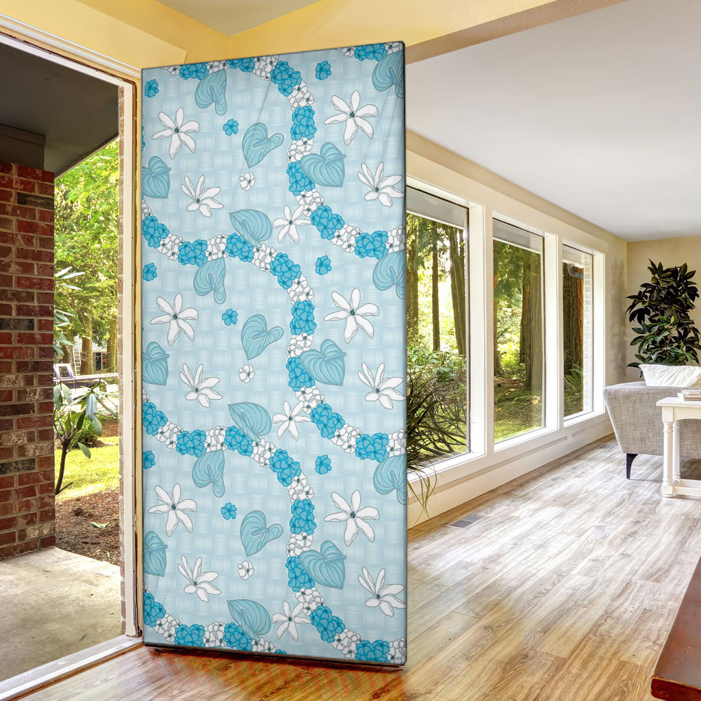 Hawaii Anthurium Tiare Pikake Lei Door Cover UliUli Lauhala Art Pattern LT01 - Polynesian Pride
