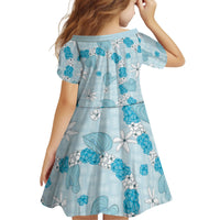 Hawaii Anthurium Tiare Pikake Lei Kid Short Sleeve Dress UliUli Lauhala Art Pattern LT01 - Polynesian Pride