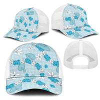 Hawaii Anthurium Tiare Pikake Lei Mesh Trucker Cap UliUli Lauhala Art Pattern LT01 - Polynesian Pride