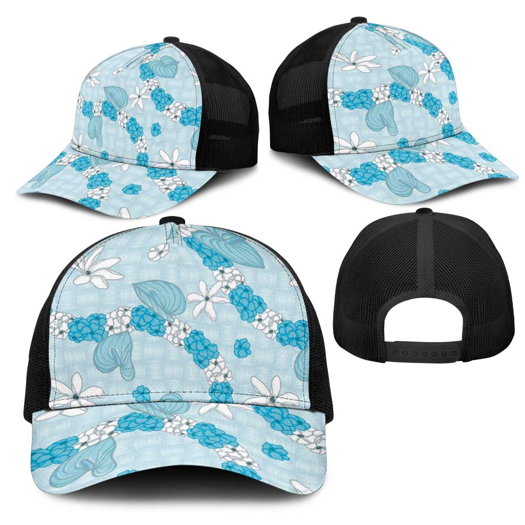 Hawaii Anthurium Tiare Pikake Lei Mesh Trucker Cap UliUli Lauhala Art Pattern LT01 - Polynesian Pride