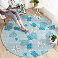 Hawaii Anthurium Tiare Pikake Lei Round Carpet UliUli Lauhala Art Pattern LT01 - Polynesian Pride