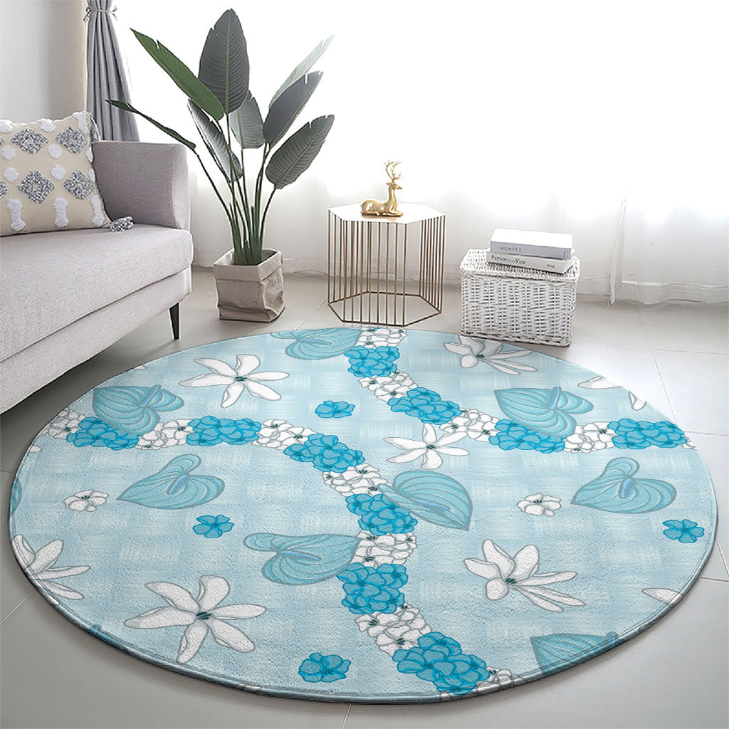 Hawaii Anthurium Tiare Pikake Lei Round Carpet UliUli Lauhala Art Pattern LT01 - Polynesian Pride