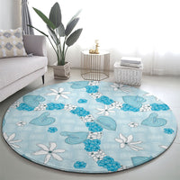 Hawaii Anthurium Tiare Pikake Lei Round Carpet UliUli Lauhala Art Pattern LT01 - Polynesian Pride