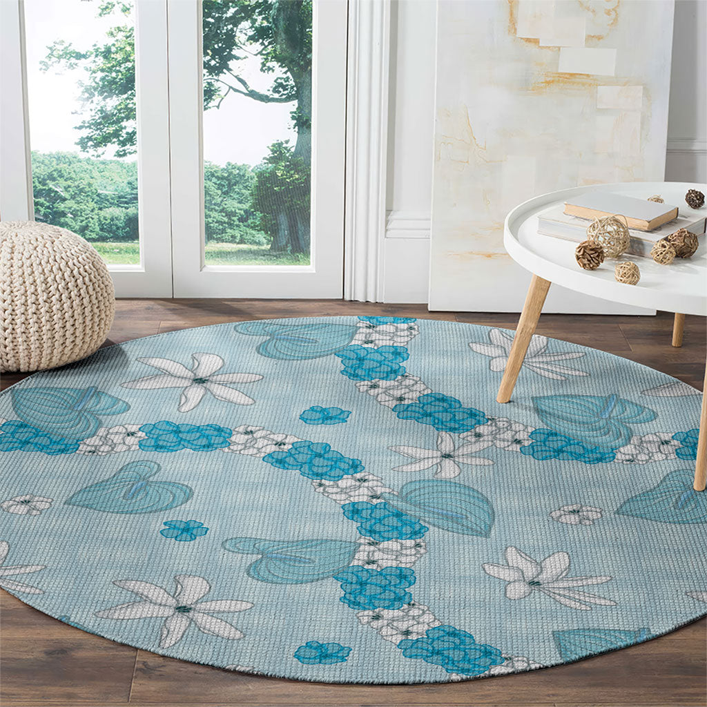 Hawaii Anthurium Tiare Pikake Lei Round Carpet UliUli Lauhala Art Pattern LT01 - Polynesian Pride