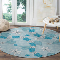 Hawaii Anthurium Tiare Pikake Lei Round Carpet UliUli Lauhala Art Pattern LT01 - Polynesian Pride