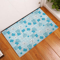 Hawaii Anthurium Tiare Pikake Lei Rubber Doormat UliUli Lauhala Art Pattern LT01 - Polynesian Pride