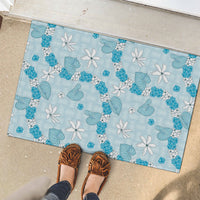 Hawaii Anthurium Tiare Pikake Lei Rubber Doormat UliUli Lauhala Art Pattern LT01 - Polynesian Pride