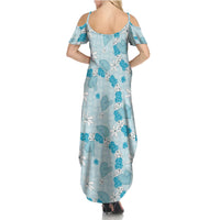 Hawaii Anthurium Tiare Pikake Lei Summer Maxi Dress UliUli Lauhala Art Pattern LT01 - Polynesian Pride