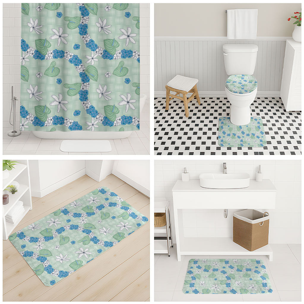 Hawaii Anthurium Tiare Pikake Lei Bathroom Set Omaomao Lauhala Art Pattern LT01 - Polynesian Pride