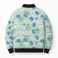 Hawaii Anthurium Tiare Pikake Lei Bomber Puffer Jacket Omaomao Lauhala Art Pattern LT01 - Polynesian Pride