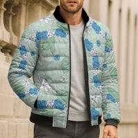 Hawaii Anthurium Tiare Pikake Lei Bomber Puffer Jacket Omaomao Lauhala Art Pattern LT01 - Polynesian Pride