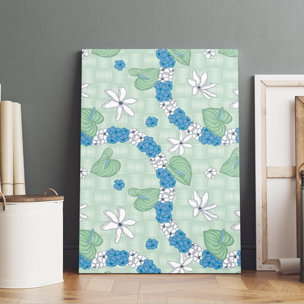 Hawaii Anthurium Tiare Pikake Lei Canvas Wall Art Omaomao Lauhala Art Pattern LT01 - Polynesian Pride