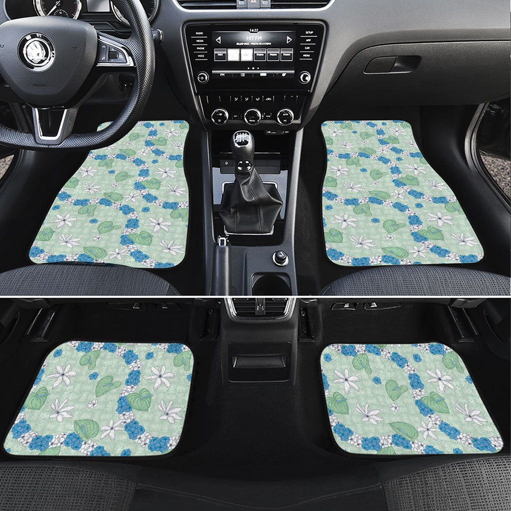 Hawaii Anthurium Tiare Pikake Lei Car Mats Omaomao Lauhala Art Pattern LT01 Set 4pcs Green - Polynesian Pride