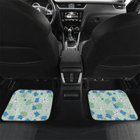 Hawaii Anthurium Tiare Pikake Lei Car Mats Omaomao Lauhala Art Pattern LT01 Set 2pcs - Back Green - Polynesian Pride