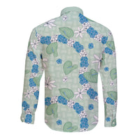 Hawaii Anthurium Tiare Pikake Lei Long Sleeve Button Shirt Omaomao Lauhala Art Pattern LT01 - Polynesian Pride