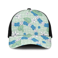 Hawaii Anthurium Tiare Pikake Lei Mesh Trucker Cap Omaomao Lauhala Art Pattern LT01 One Size Black Green - Polynesian Pride