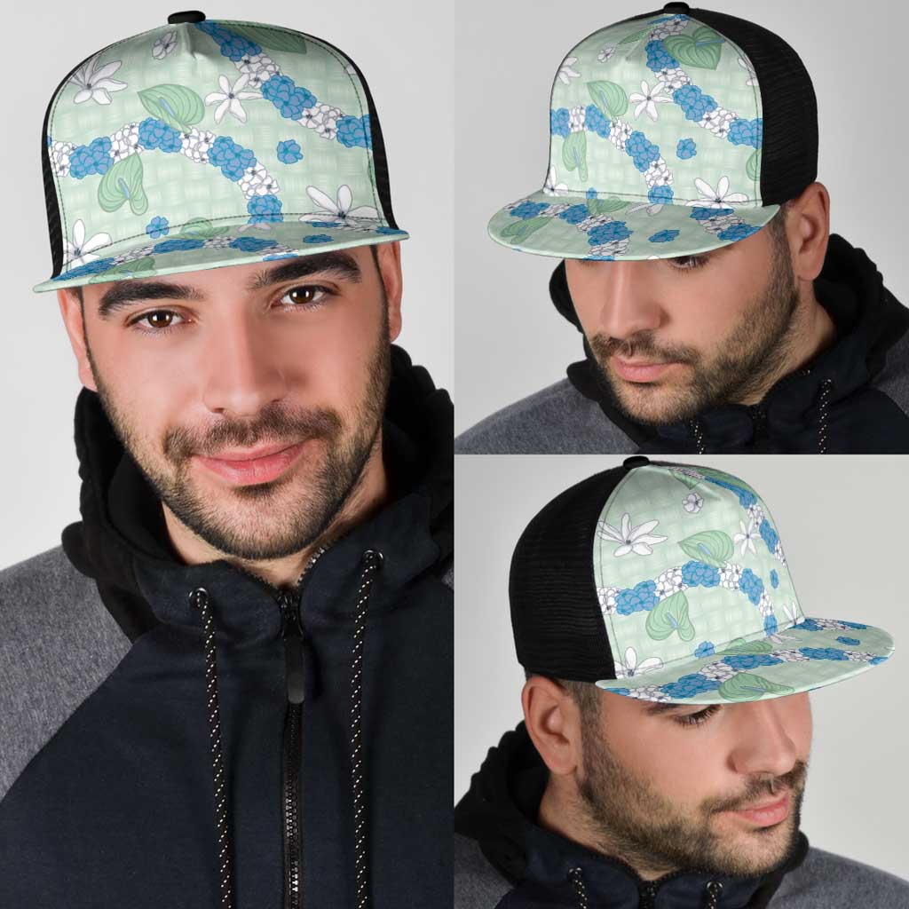 Hawaii Anthurium Tiare Pikake Lei Mesh Trucker Cap Omaomao Lauhala Art Pattern LT01 - Polynesian Pride