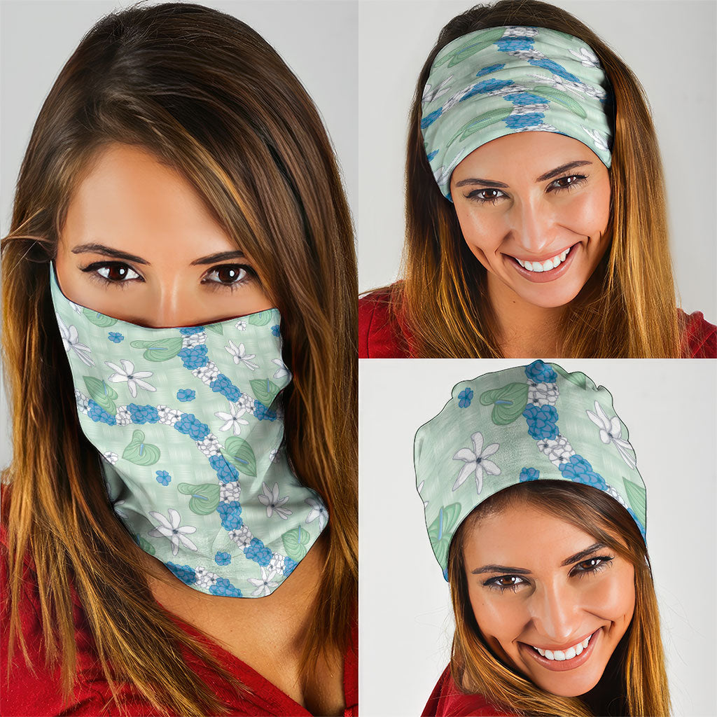 Hawaii Anthurium Tiare Pikake Lei Neck Gaiter Omaomao Lauhala Art Pattern LT01 - Polynesian Pride