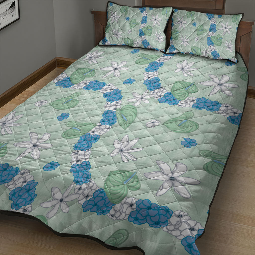 Hawaii Anthurium Tiare Pikake Lei Quilt Bed Set Omaomao Lauhala Art Pattern LT01 - Polynesian Pride