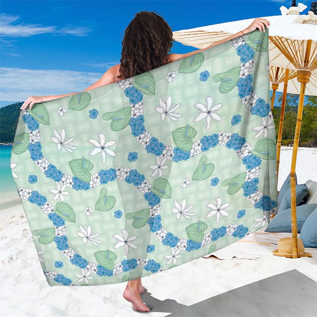 Hawaii Anthurium Tiare Pikake Lei Sarong Omaomao Lauhala Art Pattern LT01 One Size 44 x 66 inches Green - Polynesian Pride