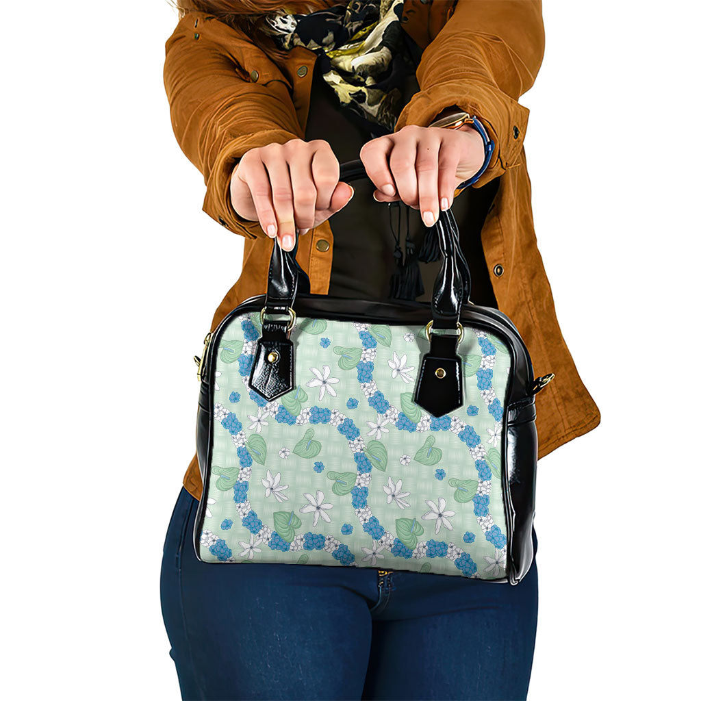 Hawaii Anthurium Tiare Pikake Lei Shoulder Handbag Omaomao Lauhala Art Pattern LT01 One Size Green - Polynesian Pride