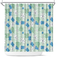 Hawaii Anthurium Tiare Pikake Lei Shower Curtain Omaomao Lauhala Art Pattern LT01 Green - Polynesian Pride