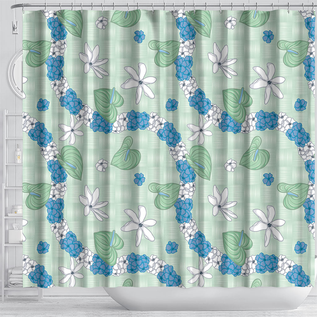 Hawaii Anthurium Tiare Pikake Lei Shower Curtain Omaomao Lauhala Art Pattern LT01 - Polynesian Pride