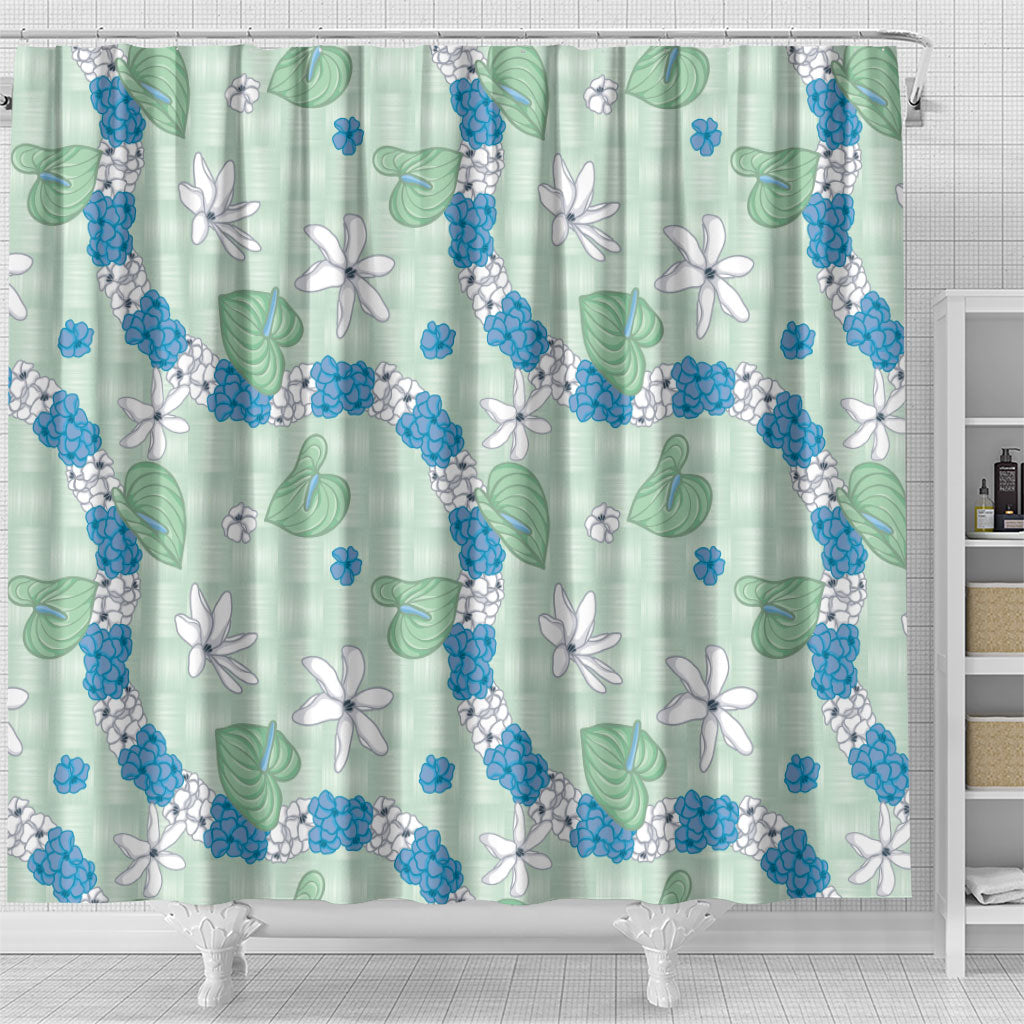 Hawaii Anthurium Tiare Pikake Lei Shower Curtain Omaomao Lauhala Art Pattern LT01 - Polynesian Pride