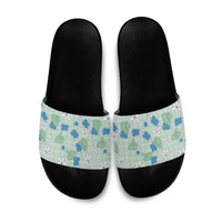 Hawaii Anthurium Tiare Pikake Lei Slide Sandals Omaomao Lauhala Art Pattern LT01 Green - Polynesian Pride