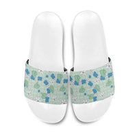 Hawaii Anthurium Tiare Pikake Lei Slide Sandals Omaomao Lauhala Art Pattern LT01 Green - Polynesian Pride
