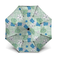 Hawaii Anthurium Tiare Pikake Lei Umbrella Omaomao Lauhala Art Pattern LT01 One Size Folded 11.42 inch Opened Diameter 37.4 inch Green - Polynesian Pride