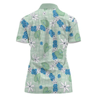 Hawaii Anthurium Tiare Pikake Lei Women Polo Shirt Omaomao Lauhala Art Pattern LT01 - Polynesian Pride