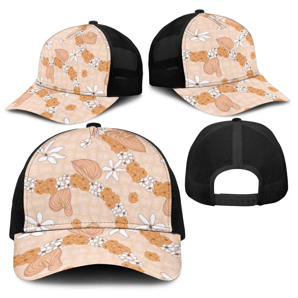 Hawaii Anthurium Tiare Pikake Lei Baseball Net Cap Alani Lauhala Art Pattern LT01 - Polynesian Pride