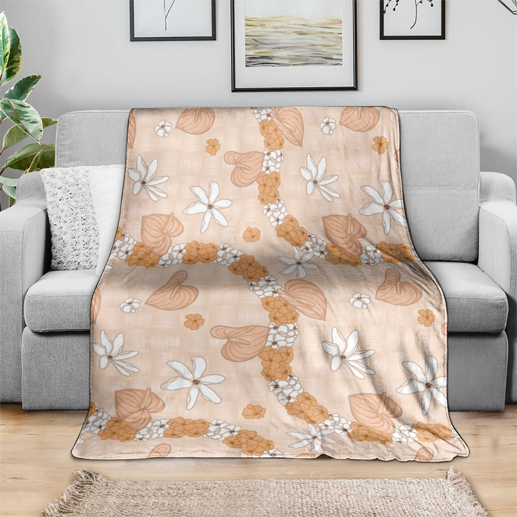 Hawaii Anthurium Tiare Pikake Lei Blanket Alani Lauhala Art Pattern LT01 - Polynesian Pride