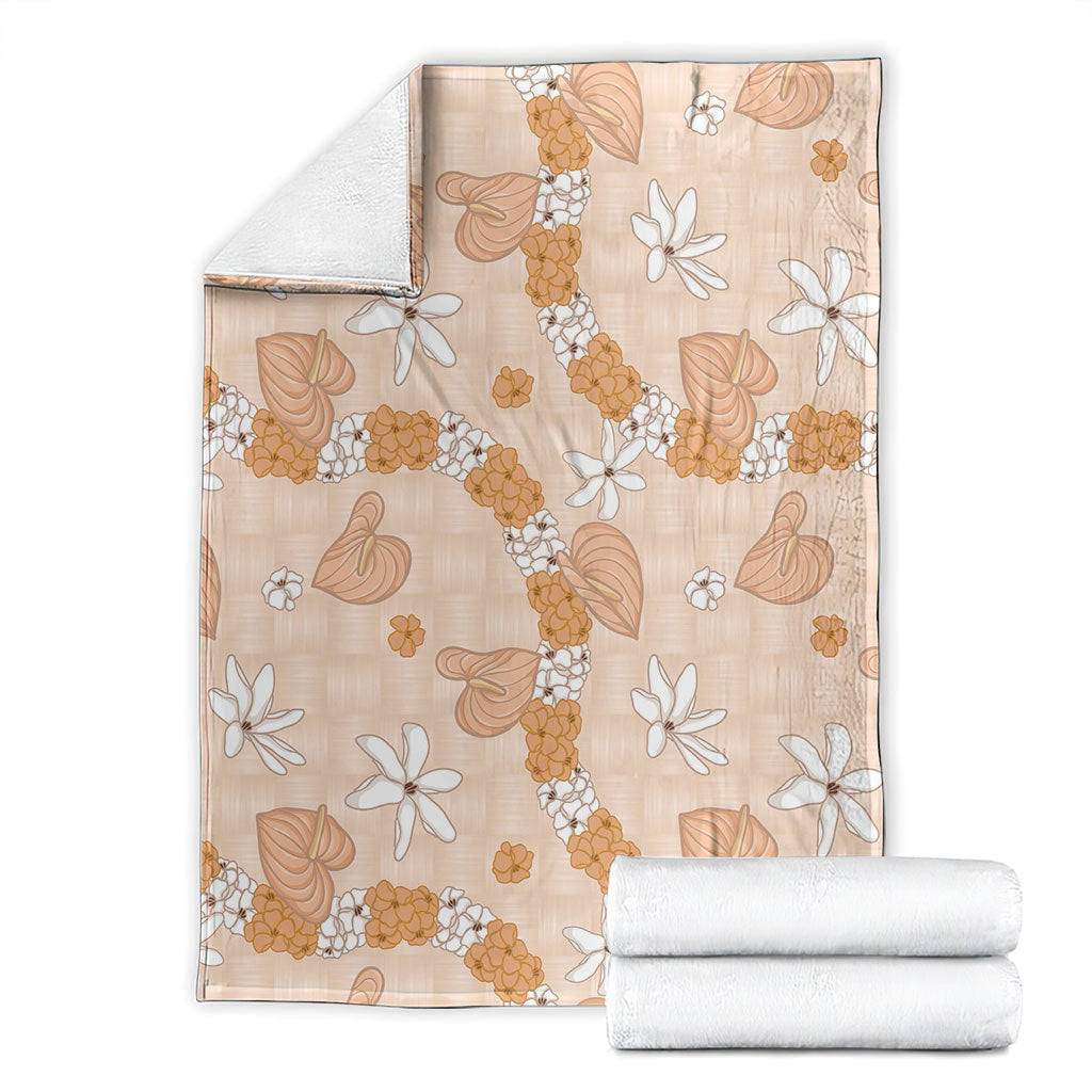 Hawaii Anthurium Tiare Pikake Lei Blanket Alani Lauhala Art Pattern LT01 - Polynesian Pride