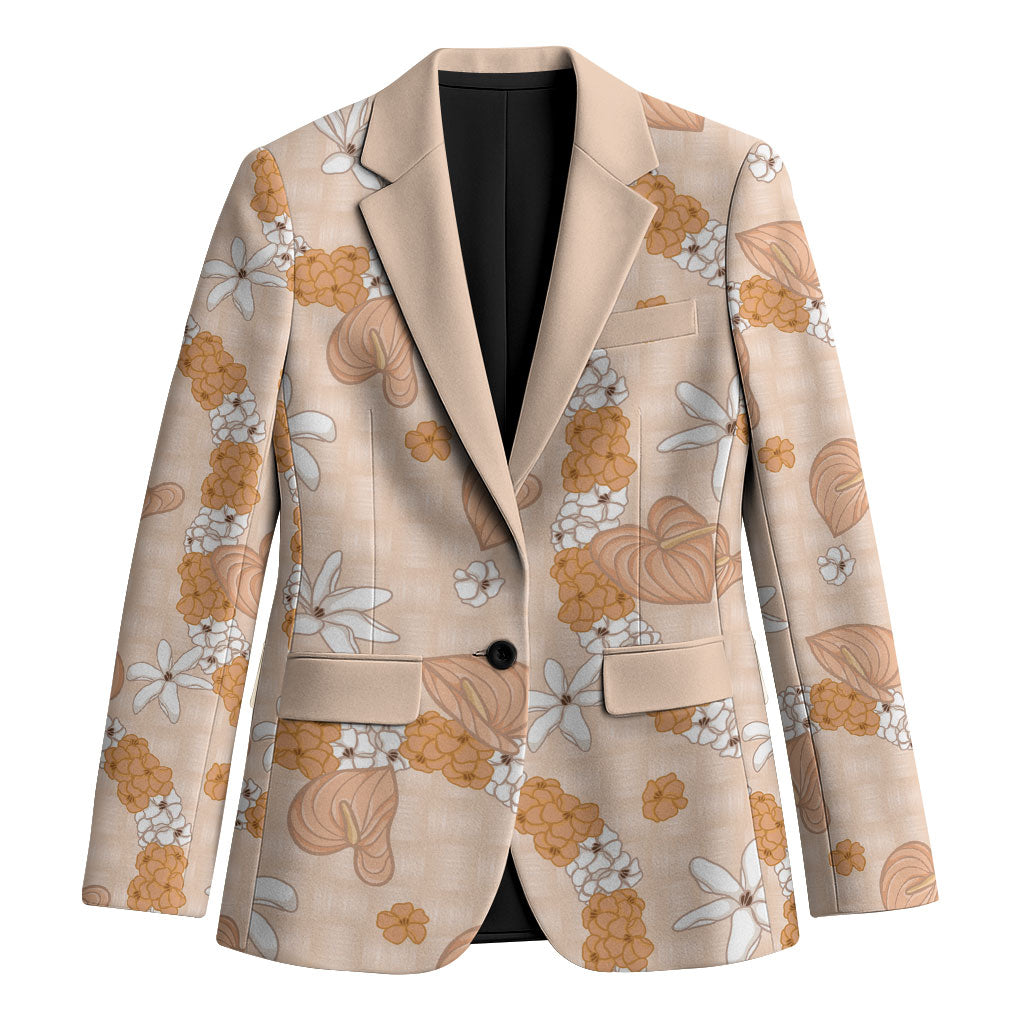Hawaii Anthurium Tiare Pikake Lei Blazer Alani Lauhala Art Pattern LT01 Unisex Orange - Polynesian Pride