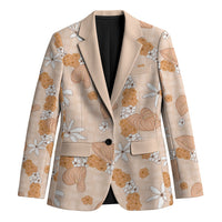 Hawaii Anthurium Tiare Pikake Lei Blazer Alani Lauhala Art Pattern LT01 Unisex Orange - Polynesian Pride