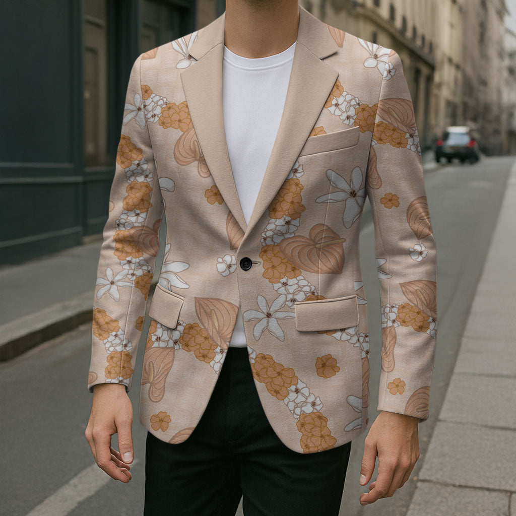 Hawaii Anthurium Tiare Pikake Lei Blazer Alani Lauhala Art Pattern LT01 - Polynesian Pride