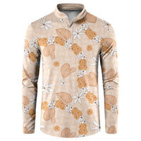 Hawaii Anthurium Tiare Pikake Lei Button Sweatshirt Alani Lauhala Art Pattern LT01 Orange - Polynesian Pride