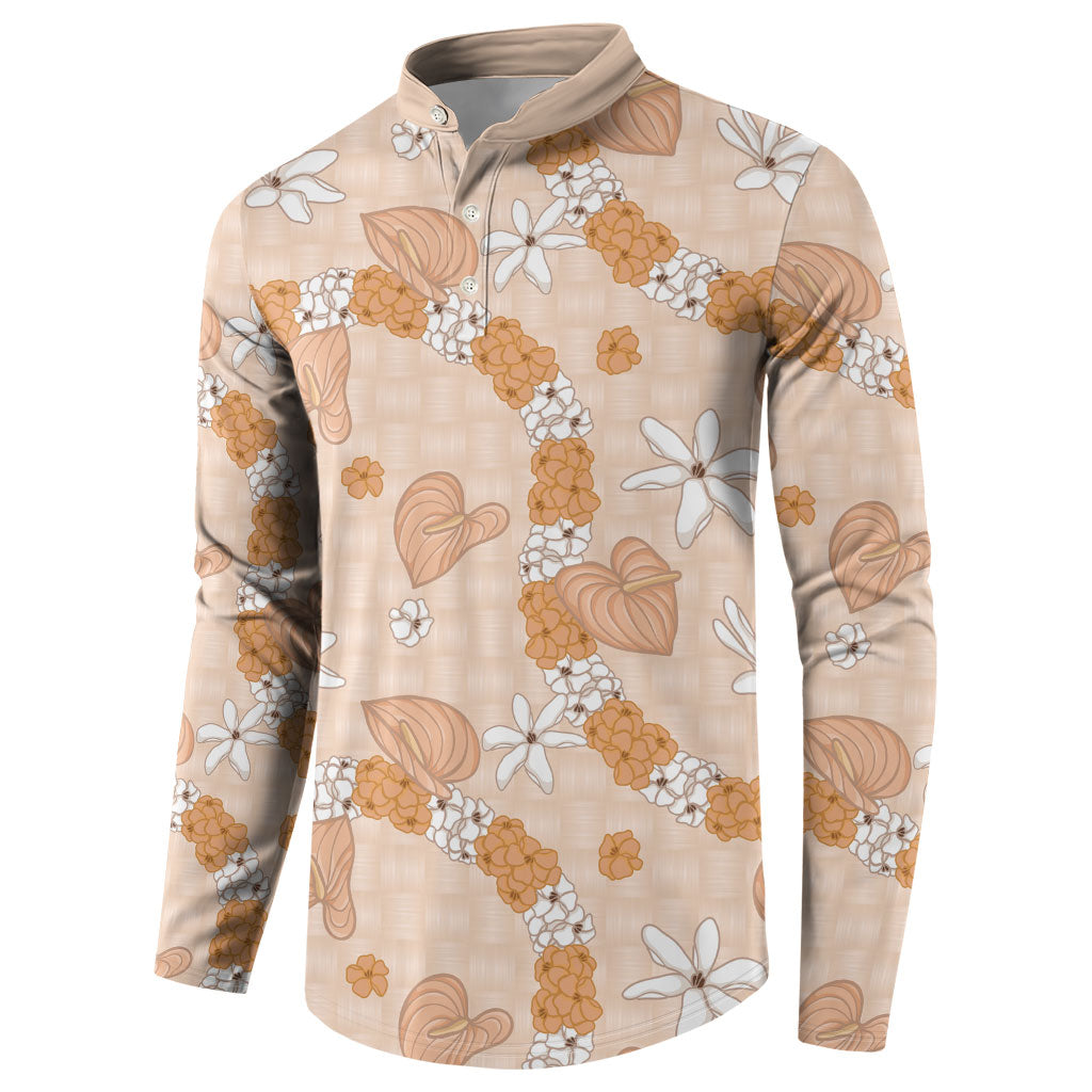 Hawaii Anthurium Tiare Pikake Lei Button Sweatshirt Alani Lauhala Art Pattern LT01 - Polynesian Pride