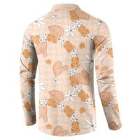 Hawaii Anthurium Tiare Pikake Lei Button Sweatshirt Alani Lauhala Art Pattern LT01 - Polynesian Pride