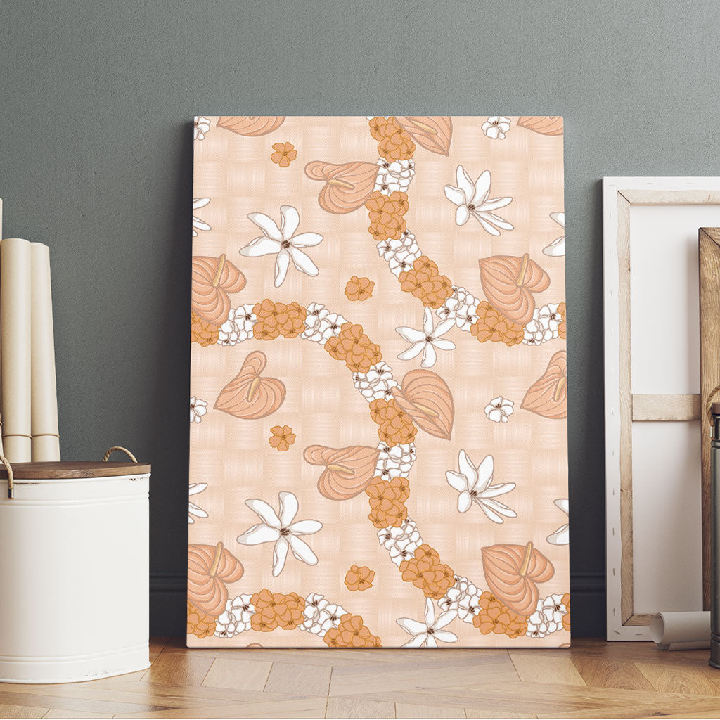 Hawaii Anthurium Tiare Pikake Lei Canvas Wall Art Alani Lauhala Art Pattern LT01 - Polynesian Pride