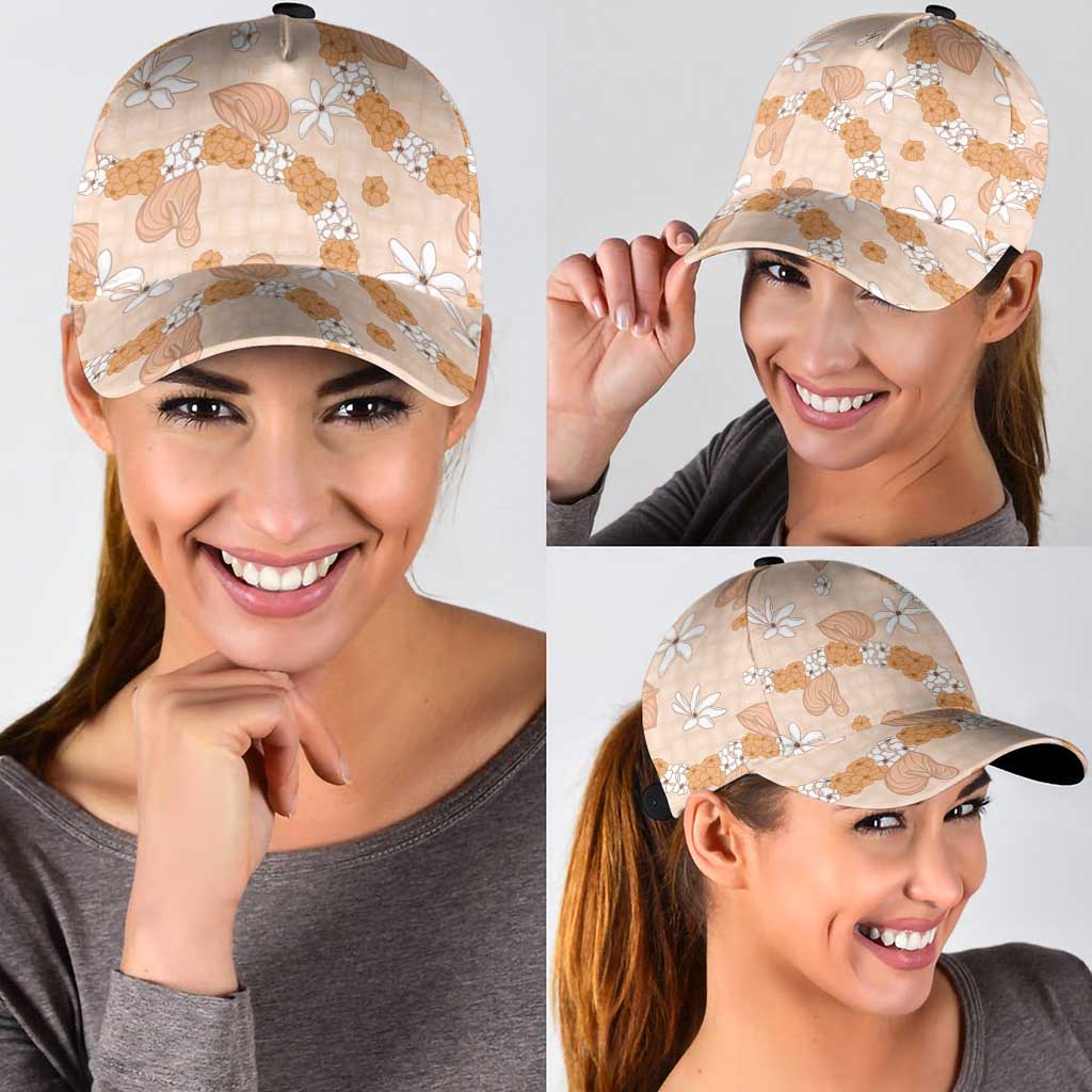 Hawaii Anthurium Tiare Pikake Lei Classic Cap Alani Lauhala Art Pattern LT01 - Polynesian Pride