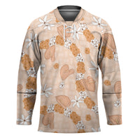 Hawaii Anthurium Tiare Pikake Lei Hockey Jersey Alani Lauhala Art Pattern LT01 Unisex Orange - Polynesian Pride
