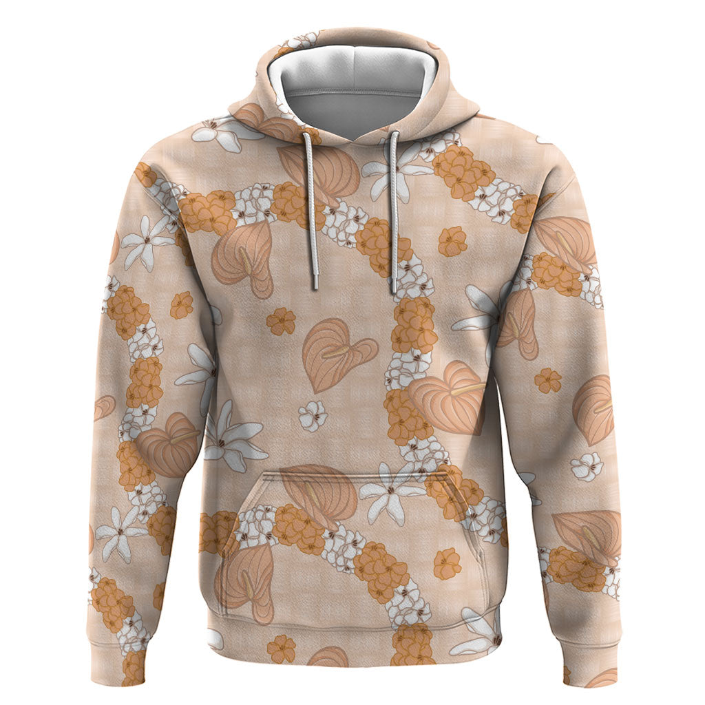 Hawaii Anthurium Tiare Pikake Lei Hoodie Alani Lauhala Art Pattern LT01 Pullover Hoodie Orange - Polynesian Pride