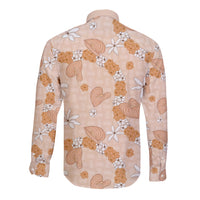 Hawaii Anthurium Tiare Pikake Lei Long Sleeve Button Shirt Alani Lauhala Art Pattern LT01 - Polynesian Pride