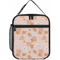 Hawaii Anthurium Tiare Pikake Lei Lunch Bag Alani Lauhala Art Pattern LT01 10.2 × 8.3 × 4.3 inch Orange - Polynesian Pride