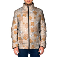 Hawaii Anthurium Tiare Pikake Lei Padded Jacket Alani Lauhala Art Pattern LT01 Men Orange - Polynesian Pride