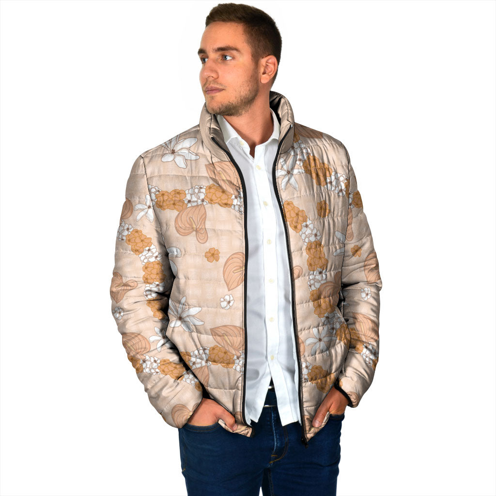 Hawaii Anthurium Tiare Pikake Lei Padded Jacket Alani Lauhala Art Pattern LT01 - Polynesian Pride