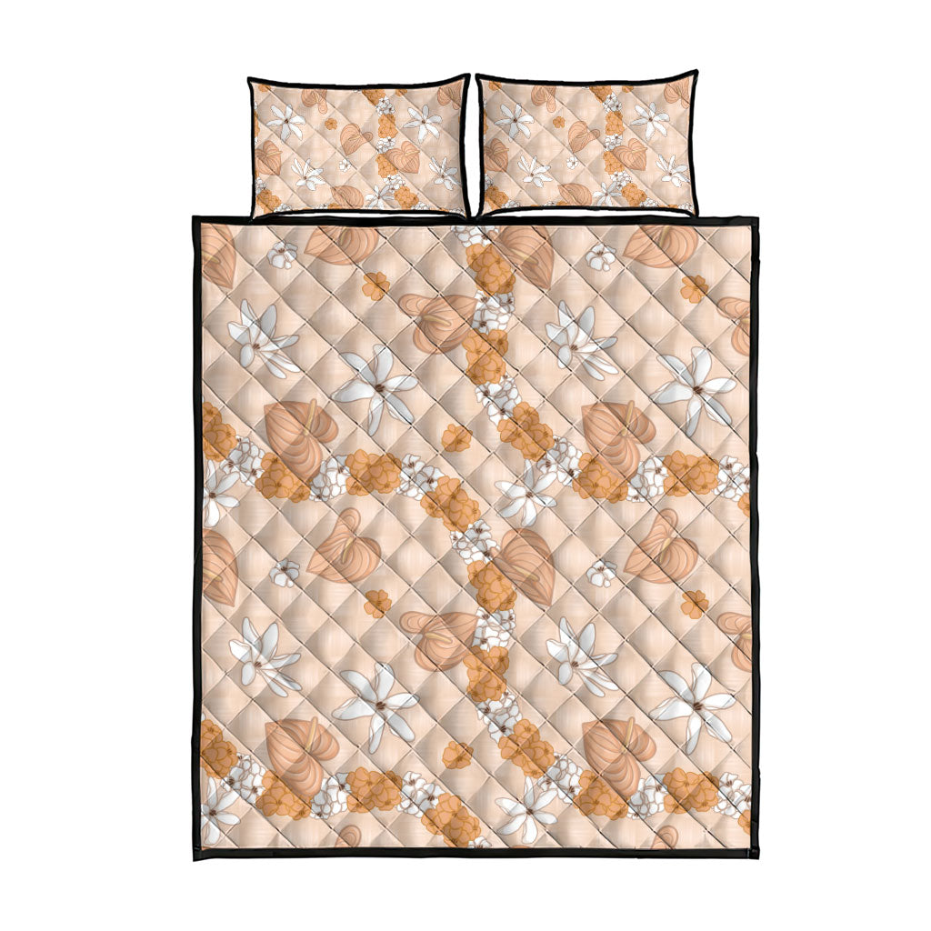 Hawaii Anthurium Tiare Pikake Lei Quilt Bed Set Alani Lauhala Art Pattern LT01 - Polynesian Pride